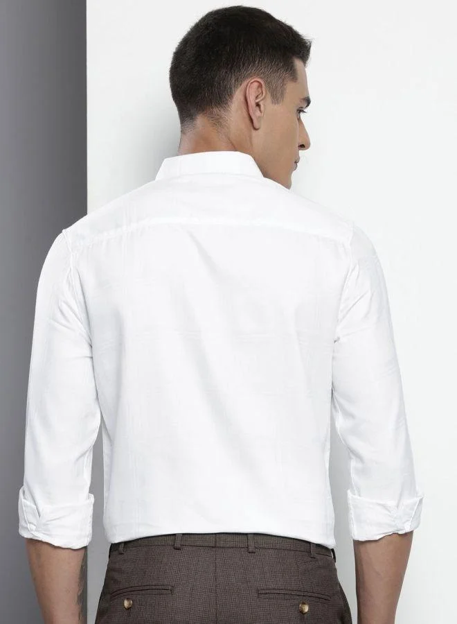 شركة المرآب الهندية Men Slim Fit Textured Cutaway Collar Full Sleeves Shirt