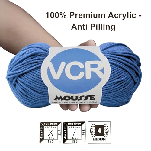 VCR 4ply Inky Blue Yarn, 100 Grams Hank, 190 Meters Length, Acrylic Ball for Crochet and Knitting, Soft Crosia Threads, Pack of 1 Yarn, Suitable for DIY Crafts - Image 3