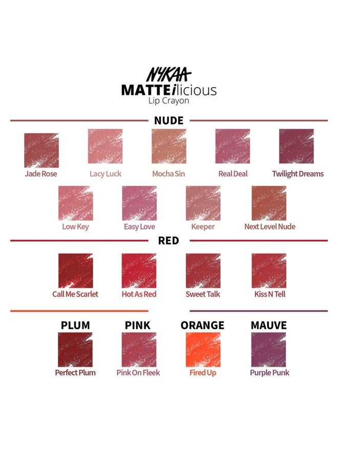 Nykaa - Matteilicious Lip Crayon Jade Rose (2.8Gm) Shade No 11 With Prove Your Point Cosmetic Sharpener - Image 1