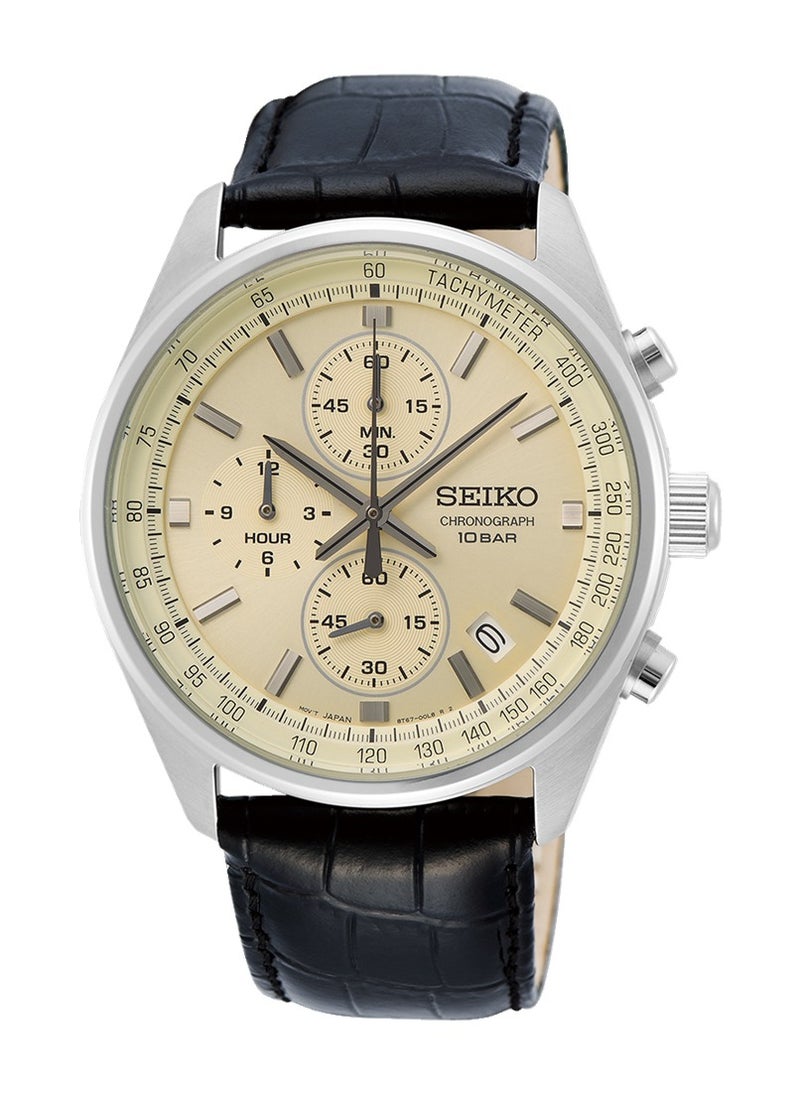 Seiko - Chronograph Quartz Leather Strap Men's Watch SSB383P1 - Image 1