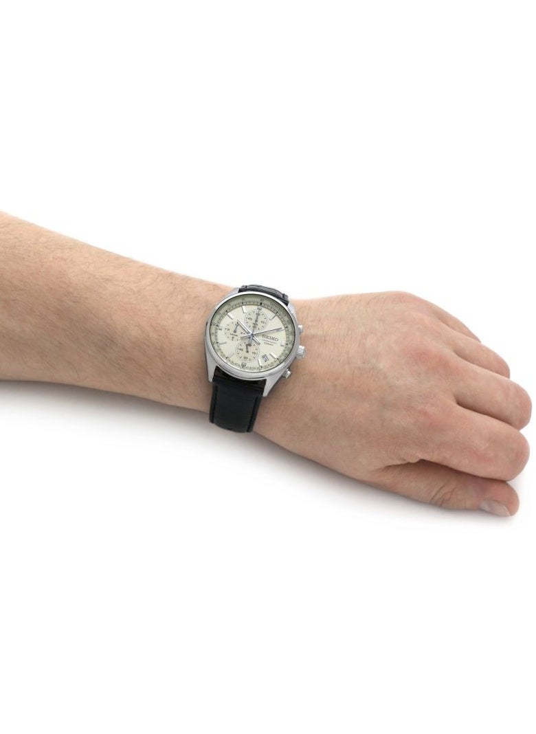 Seiko - Chronograph Quartz Leather Strap Men's Watch SSB383P1 - Image 1