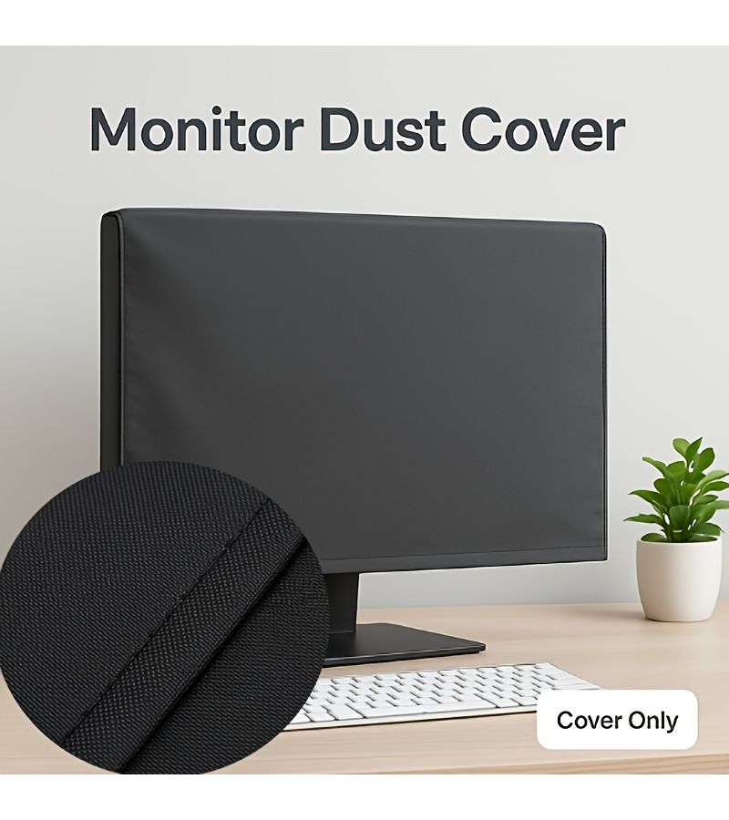 Black Elastic Computer Monitor Cover 1pc Anti Scratch Dustproof For 24 32 Inch Screens - Image 3