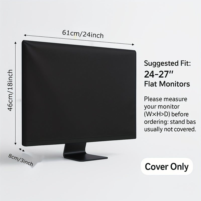 Black Elastic Computer Monitor Cover 1pc Anti Scratch Dustproof For 24 32 Inch Screens - Image 2