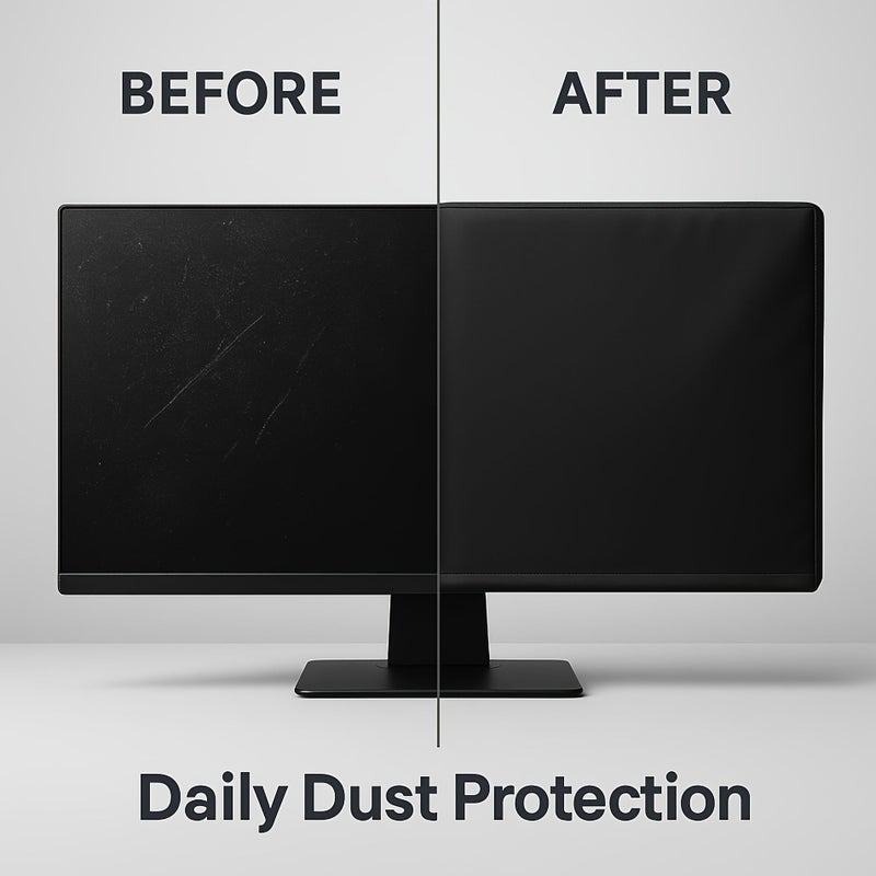 Black Elastic Computer Monitor Cover 1pc Anti Scratch Dustproof For 24 32 Inch Screens - Image 4