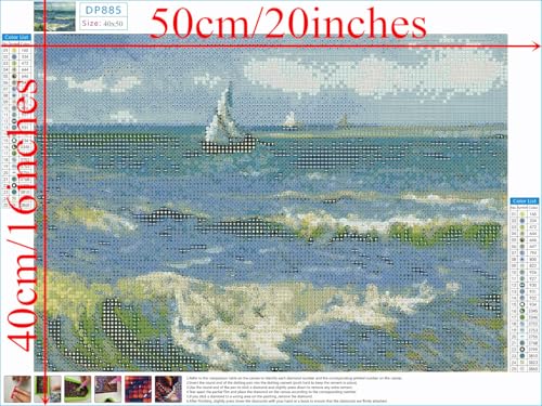 NIHOJIUMA NIHO-JIUMA Diamond Painting Kits Van Gogh Seascape, DIY 5D Full Drill Diamond Art Gift for Adults/Teen, Home Decoration (40x50cm/16x20inches) - Image 3