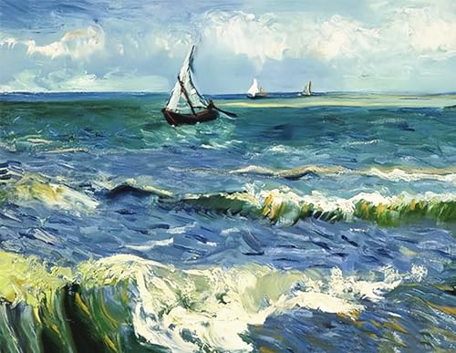 NIHOJIUMA NIHO-JIUMA Diamond Painting Kits Van Gogh Seascape, DIY 5D Full Drill Diamond Art Gift for Adults/Teen, Home Decoration (40x50cm/16x20inches) - Image 1