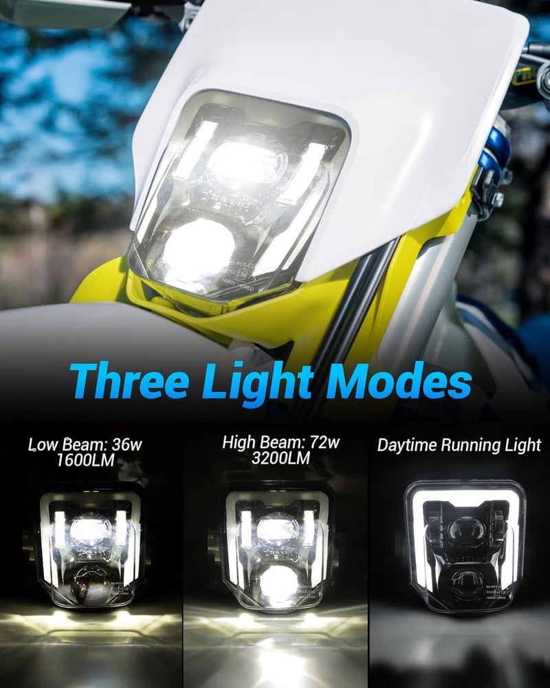XPCTD مصباح أمامي LED للدراجات الترابية XPCTD 3200LM مع إضاءة نهارية لطرازات هوسكفارنا 2017-2023 - Image 2