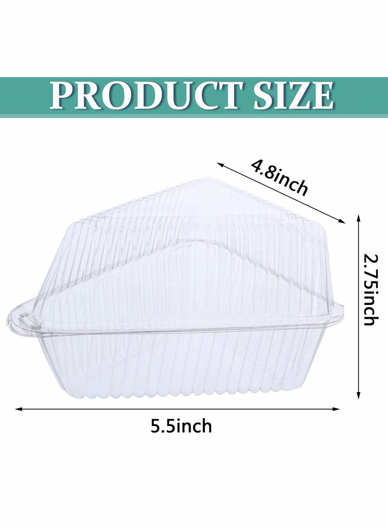 Excefore Transparent Cake Slice Containers Plastic Containers with Lids 5“ Clear Medium Hinged Lid Cheesecake Container Disposable to Go Box for Restaurants Delivery Takeout 100 Pcs - Image 2