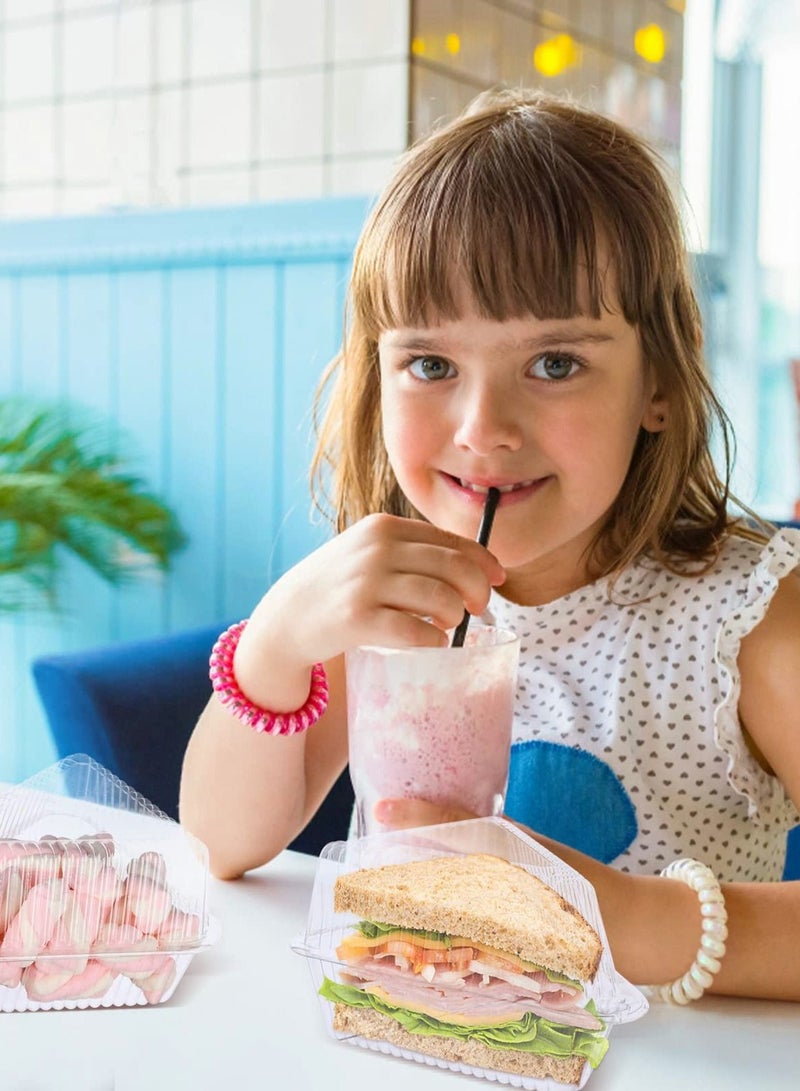 Excefore Transparent Cake Slice Containers Plastic Containers with Lids 5“ Clear Medium Hinged Lid Cheesecake Container Disposable to Go Box for Restaurants Delivery Takeout 100 Pcs - Image 5