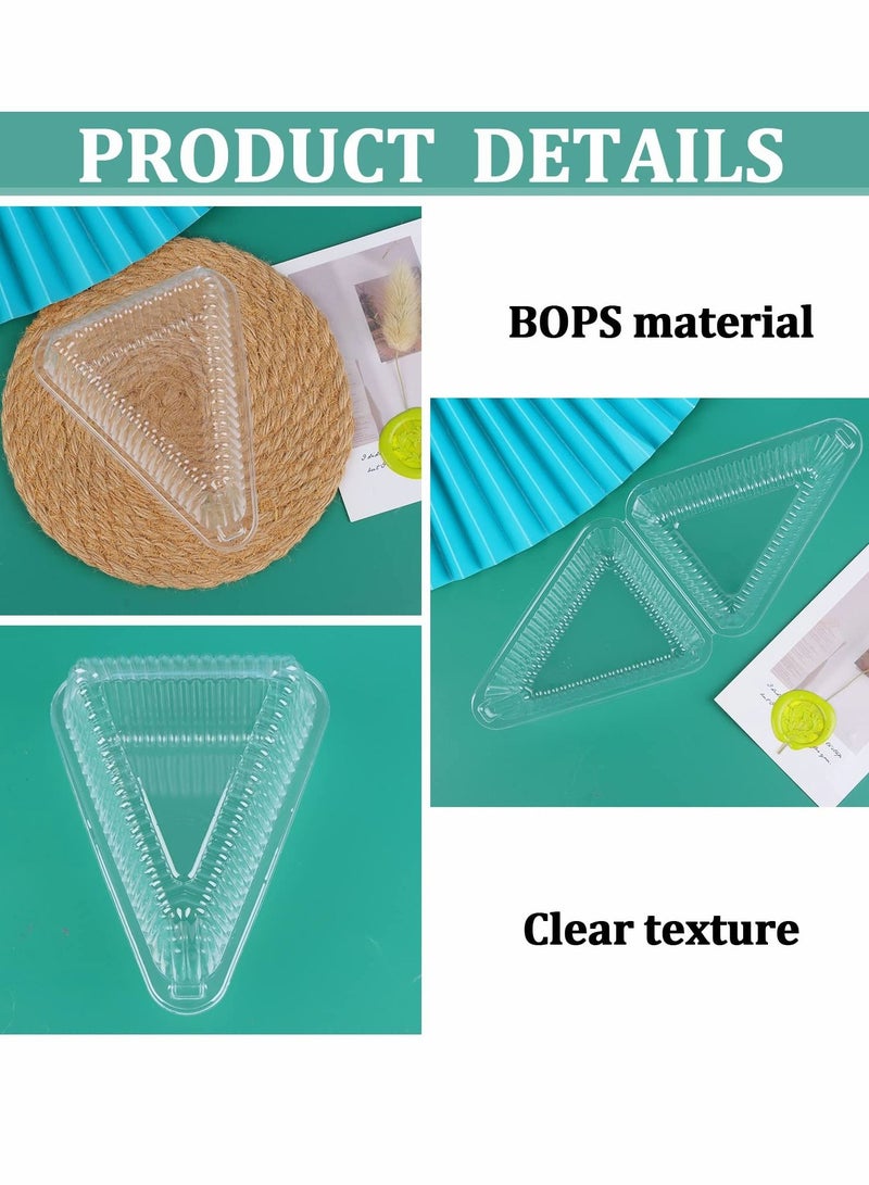 Excefore Transparent Cake Slice Containers Plastic Containers with Lids 5“ Clear Medium Hinged Lid Cheesecake Container Disposable to Go Box for Restaurants Delivery Takeout 100 Pcs - Image 3