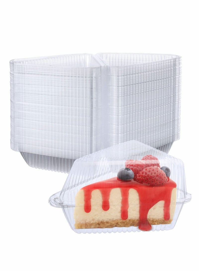 Excefore Transparent Cake Slice Containers Plastic Containers with Lids 5“ Clear Medium Hinged Lid Cheesecake Container Disposable to Go Box for Restaurants Delivery Takeout 100 Pcs - Image 1