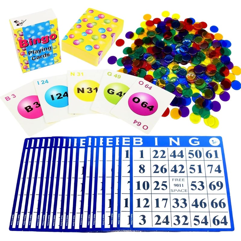 MR CHIPS Bingo Game 18 Cards and 300 Chips Calling Cards Fun Games for Family Reusable Kids - Image 3