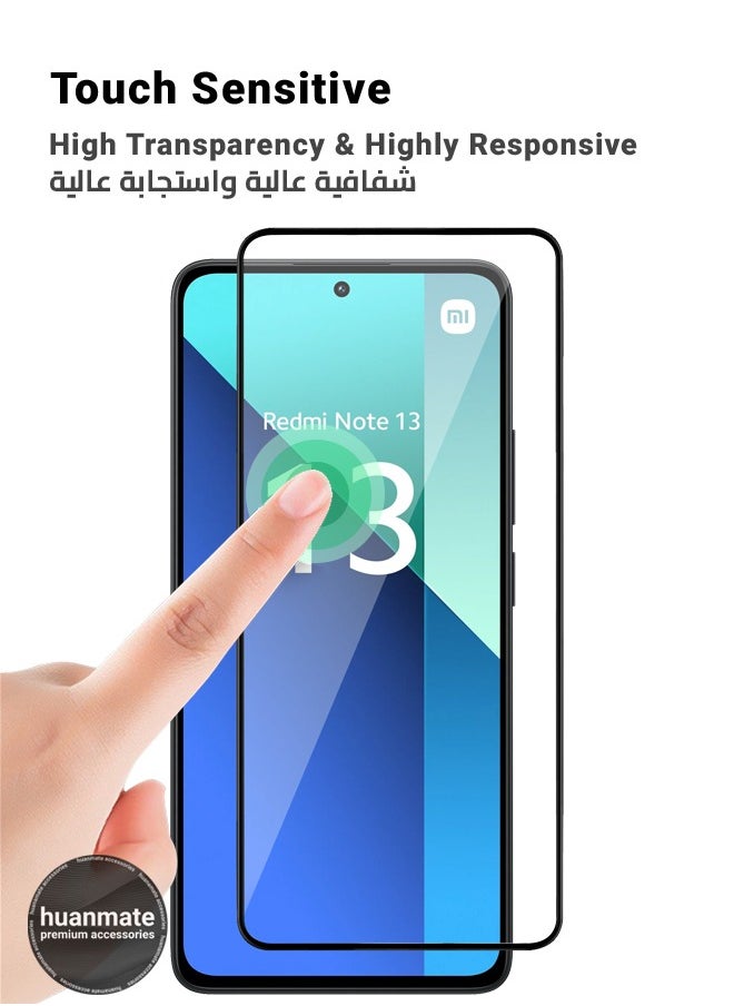 2 Pieces Xiaomi Redmi Note 13 4G Screen Protector – Premium Edge to Edge Tempered Glass, High Transparency, Delicate Touch, Anti-Explosion, Smooth Arc Edges, Easy Installation