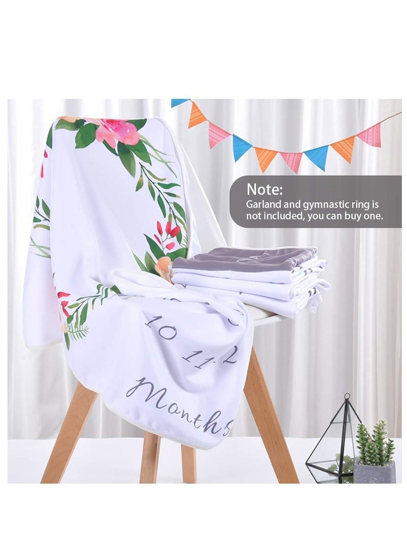 Baby Monthly Milestone Blanket Floral Monthly Milestone Stickers Premium Floral Wreath Baby Photo Blanket for Newborn Baby Shower Monthly Blanket for Baby Pictures - Image 3