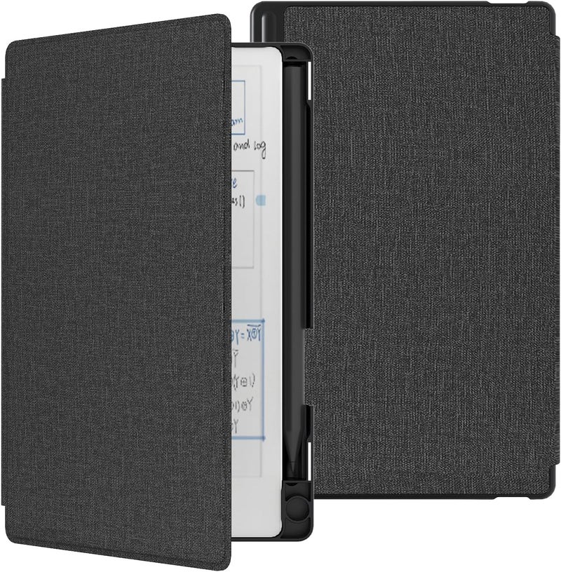 E NET-CASE غلاف لجهاز Remarkable Paper Pro Move 7.3 بوصة، غلاف كتابي بملمس جلدي مع حامل قلم مدمج للإصدار 2025 (أسود) - Image 1