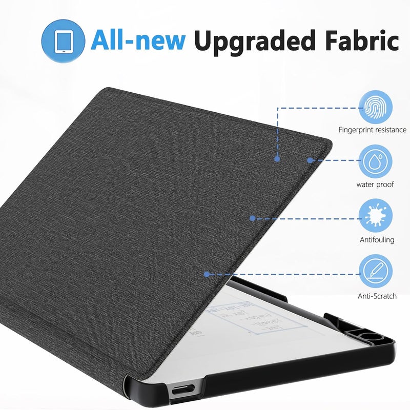 E NET-CASE غلاف لجهاز Remarkable Paper Pro Move 7.3 بوصة، غلاف كتابي بملمس جلدي مع حامل قلم مدمج للإصدار 2025 (أسود) - Image 3