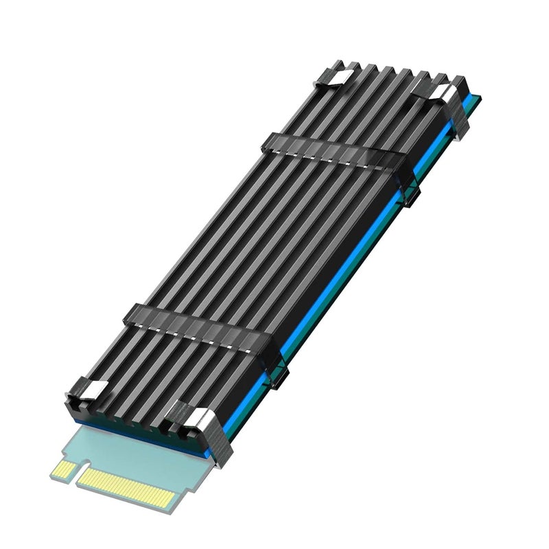 GLOTRENDS مشتت حرارة GLOTRENDS M.2 لقرص SSD M.2 2280، مناسب لتركيب PC/PS5/PS5 Slim، جسم من الألمنيوم 22x70x3 مم، يشمل وسادة حرارية - Image 1