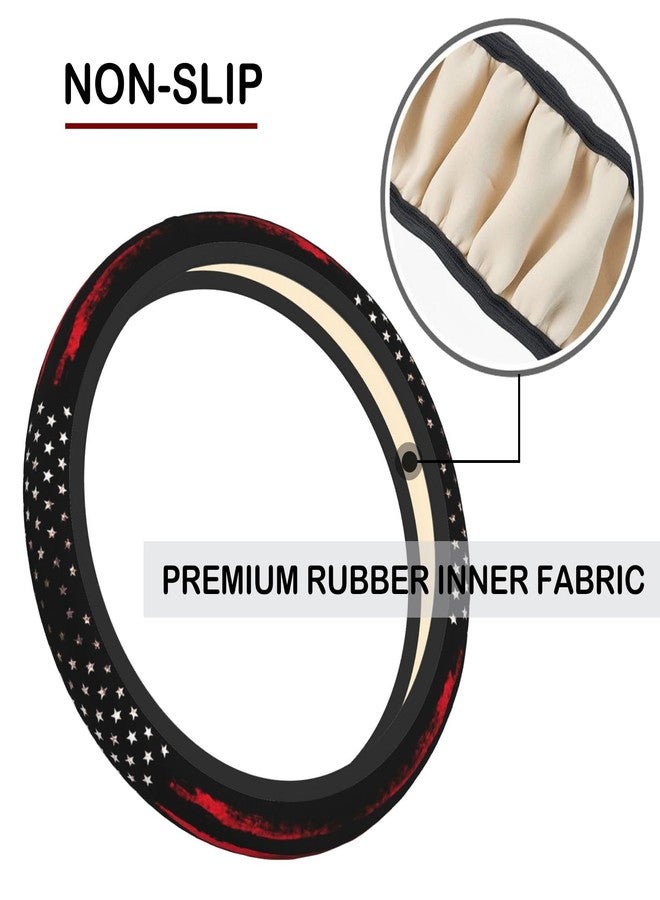 KARREAL Red Black American Flag Elastic Steering Wheel Cover, Non-slip Breathable Neoprene Steering Wheel Covers, Men Car Accessories, Universal 15 Inch Fit Auto, Suvs, Truck - Image 5