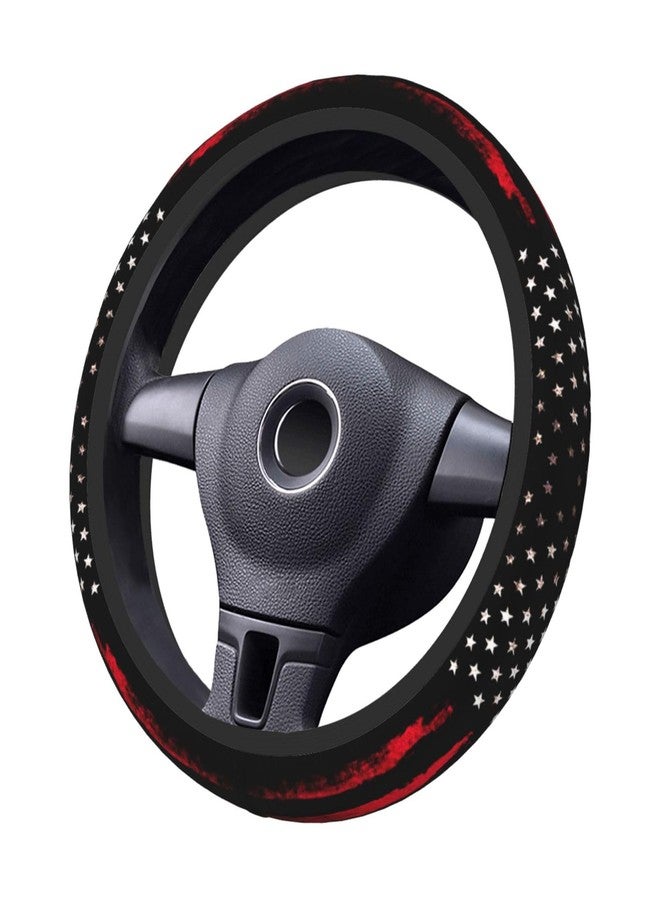 KARREAL Red Black American Flag Elastic Steering Wheel Cover, Non-slip Breathable Neoprene Steering Wheel Covers, Men Car Accessories, Universal 15 Inch Fit Auto, Suvs, Truck - Image 2