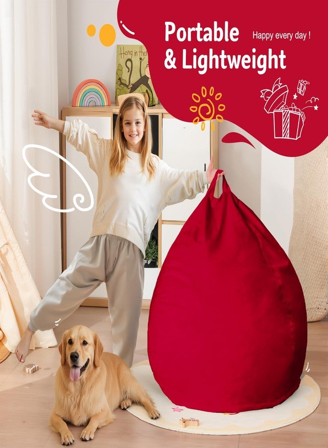Homguava 2FT Bean Bag Chair: 2' Bean Bags with Memory Foam Filled,Comfy Beanbag Chairs Round Bean Bag Sofa with Dutch Velvet Cover-2FT-28 x28 x22,Red - Image 5