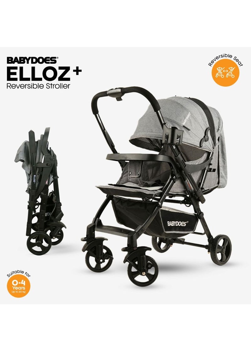 BABYDOES ELLOZ+ Baby Stroller with Reversible Handle 5-point safety harness And Easy One-Hand Fold Lockable Wheels 0 To 4 Year Up To 20 Kg Grey  - Image 1