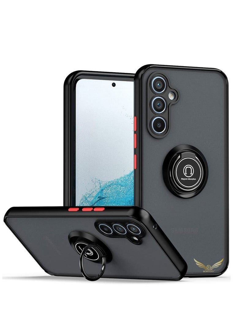 BORTONY Galaxy A14 5G Case Rotational Metal Ring Kickstand Shockproof Bumper Hard Back Anti Fingerprint Magnetic Car Mount Protective Cover for Samsung Galaxy A14 5G - Image 1