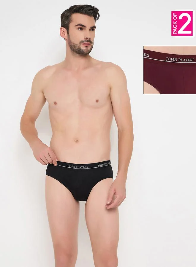 John Players Pack of 2 - Multi-Color Logo Print Cotton Brief