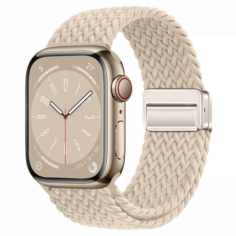 Bluejw New Magnetic Nylon Braided Loop Strap for Apple Watch Series 9 8 – Replace the Watch Strap with Elastic Bracelet & 49mm Metal Buckle Band for Women - Image 1