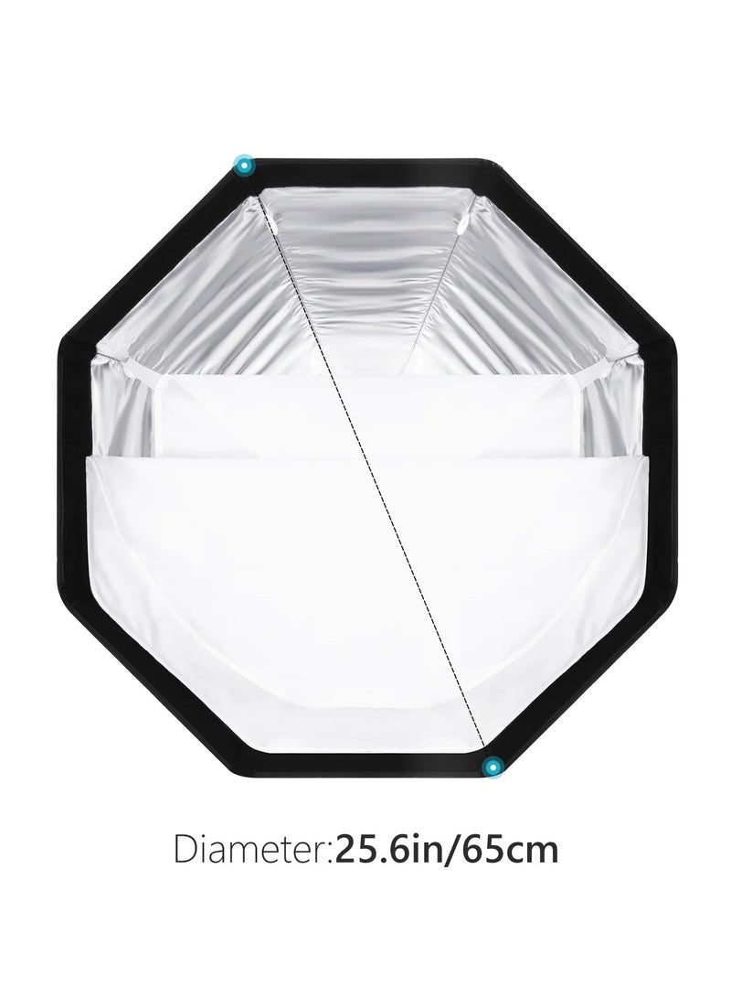 Neewer SF-RP26 26″/65 cm Quick-Release Octagonal Softbox with Carry Bag – High-Reflective Silver Interior for Speedlite, Strobe & LED Studio Photography black - Image 2