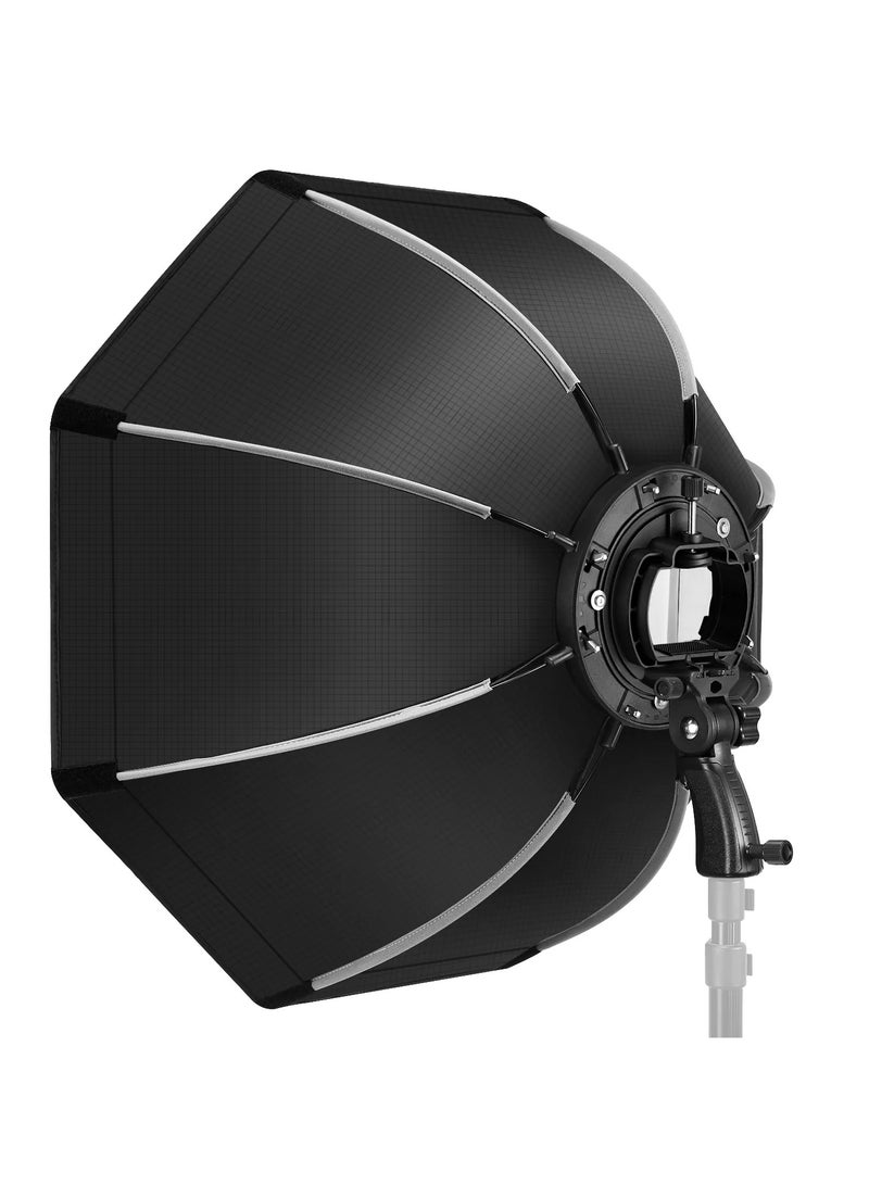 Neewer SF-RP26 26″/65 cm Quick-Release Octagonal Softbox with Carry Bag – High-Reflective Silver Interior for Speedlite, Strobe & LED Studio Photography black - Image 1