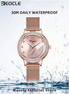 REOCLE Women's Swan Watch Jewelry Set 5 Pieces Watch & Bracelet & Ring & Earring and Necklace Elegant Rhinestone bling Iced Out Jewelry Set for Ladies  - Image 5