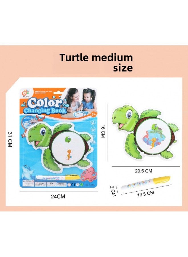 Children's EVA Color Changing Cloth Book Baby Summer Water Play Toy Color Educational Early Education Color Changing Bath Book-Color:Turtle-Medium  - Image 1