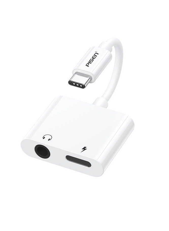 PISEN USB C to 3.5mm Headphone Jack Audio Charger Adapter DAC Type C Aux Earphone Splitter Compatible for iPad Pro 2021 M1, iPad mini 6, Galaxy S21+, Ultra S10 Lite Note10 A90 Tab S6,Huawei P30 - Image 1