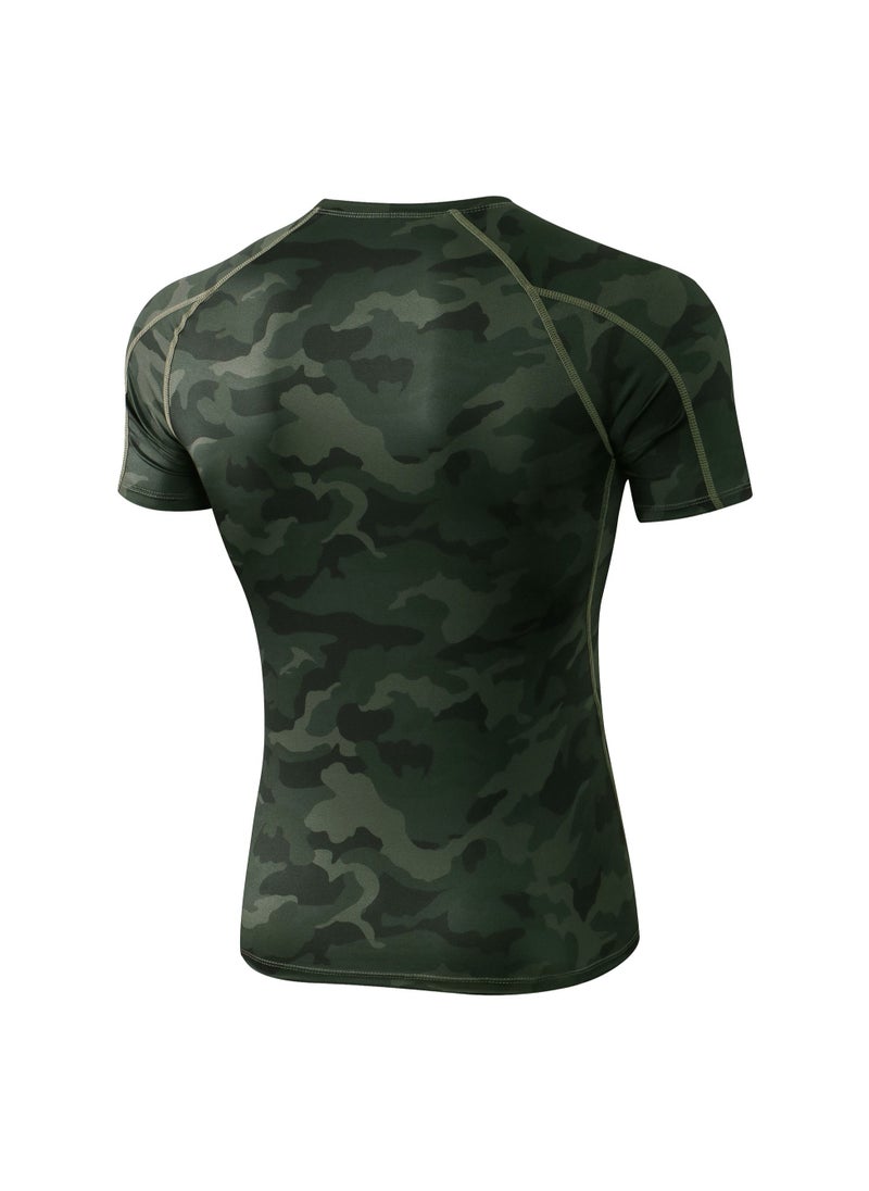 Loquat Men Quick Dry Breathable Elastic T-Shirt Green  - Image 2