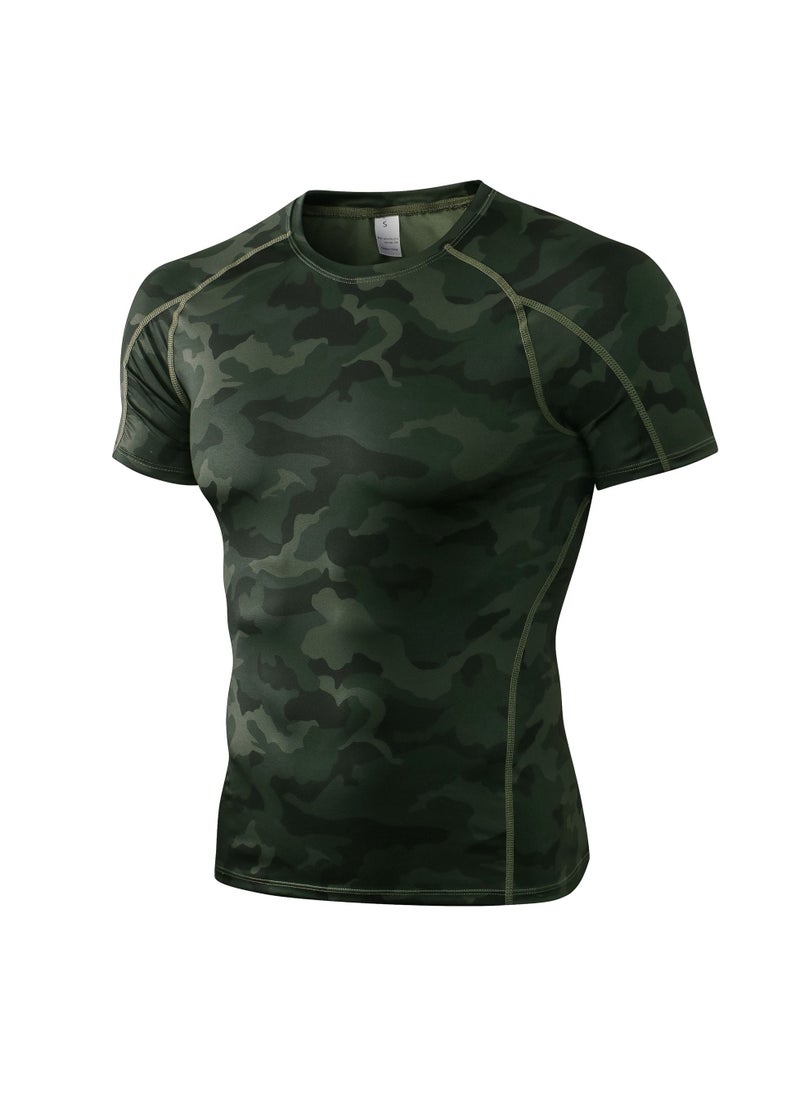 Loquat Men Quick Dry Breathable Elastic T-Shirt Green  - Image 1