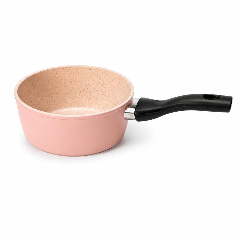 Saucepan with Heat-Resistant Handle, Stainless Steel, Granite Non-Stick Coating, for Cooking Sauces, Boiling, and Daily Kitchen Use (Rose) - Image 1