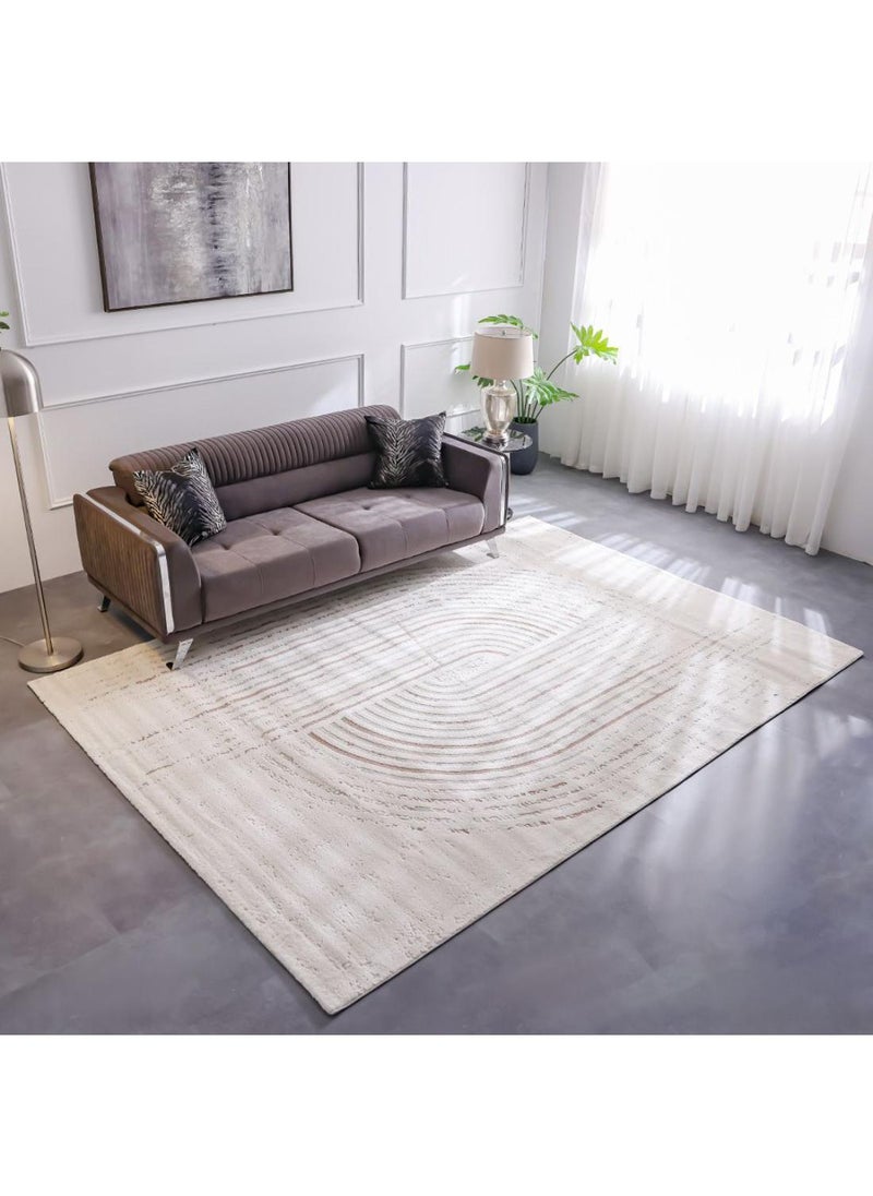 DANUBE HOME Elie Modern Geometrical Patterned Rug  Polypropylene+Polyester Area Rug L180xW120cm-White Multi  - Image 4