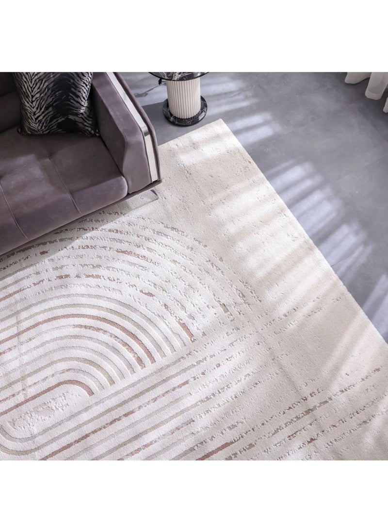 DANUBE HOME Elie Modern Geometrical Patterned Rug  Polypropylene+Polyester Area Rug L180xW120cm-White Multi  - Image 1