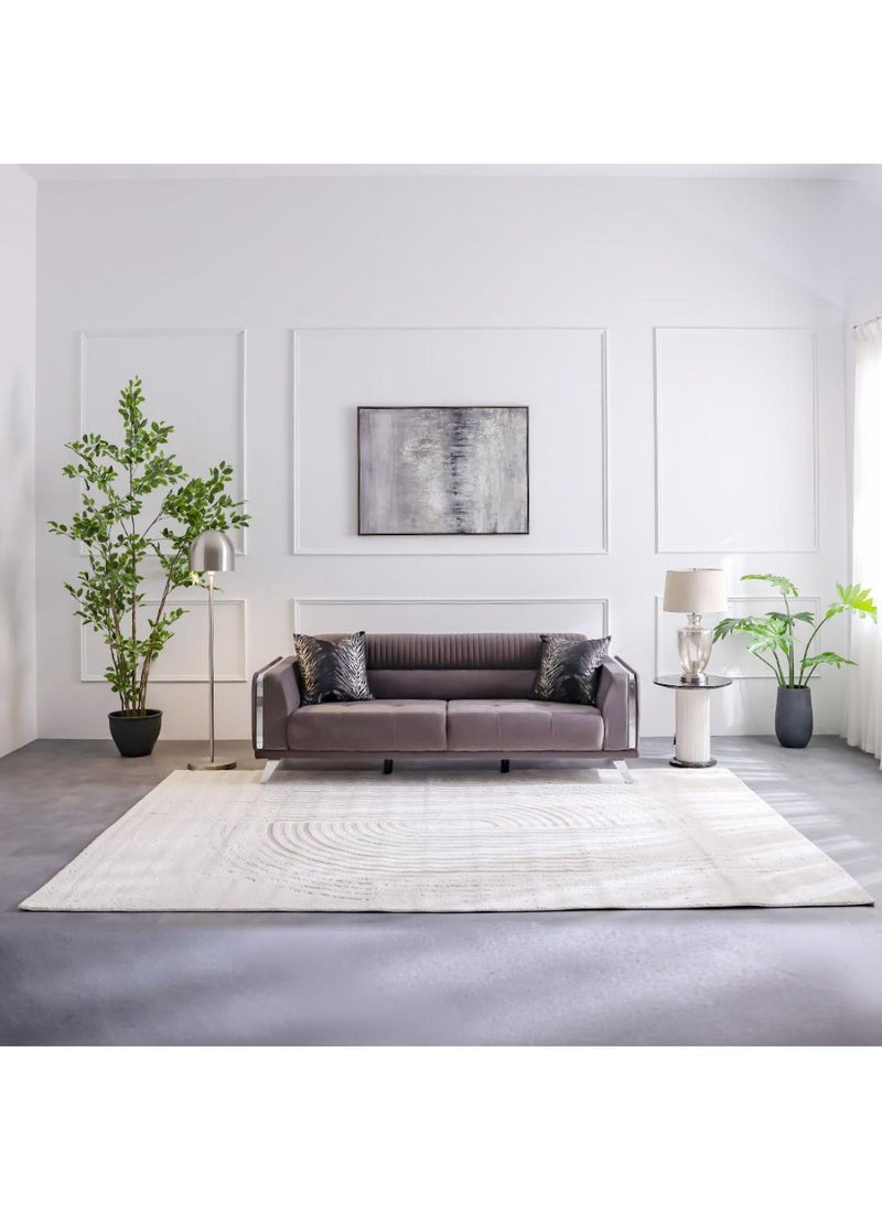 DANUBE HOME Elie Modern Geometrical Patterned Rug  Polypropylene+Polyester Area Rug L180xW120cm-White Multi  - Image 5