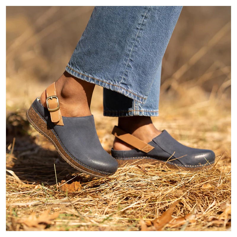 Dansko Merrin Sling-Back Mule Clog for Women - Dual-Density Cork/EVA Midsole and Lightweight Rubber Outsole Provide Durable and Comfortable Ride on Patented Stapled Construction Blue 7.5-8 M US - Image 2