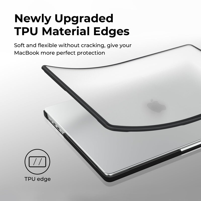 BlueSwan Anti-Cracking Hard Shell Case Compatible with MacBook Pro 14-inch M5 2025 2024-2021 Release M4 M3 M2 M1 Pro/Max Chip, Anti-Fingerprint Soft TPU Bumper, Frosted Clear - Image 4