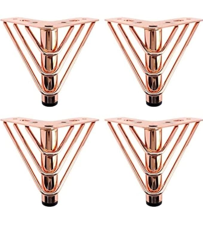 Aakash Dcor 4 Inch Metal Sofa LegsSet of 4 Rose Gold Finish Multipin Durable Replacement Sofa Paya Modern Rustproof Sturdy Furniture Legs for Home Office  - Image 1