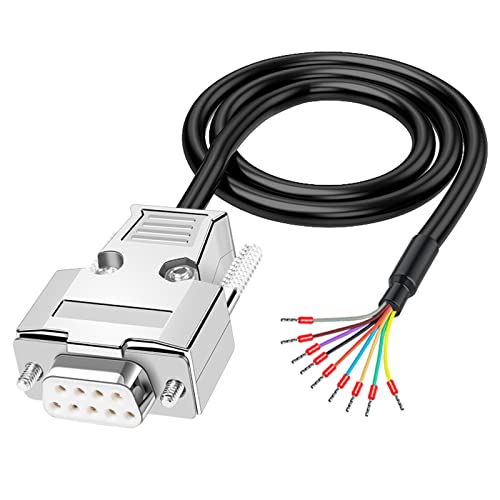 ANMBEST DB9 Solderless Breakout Connector with 5Ft 24AWG Replacement Cable, Metal Shell RS232 D-SUB Serial to 9-Pin Port Terminal Female Adapter Connector Breakout Board - Image 1