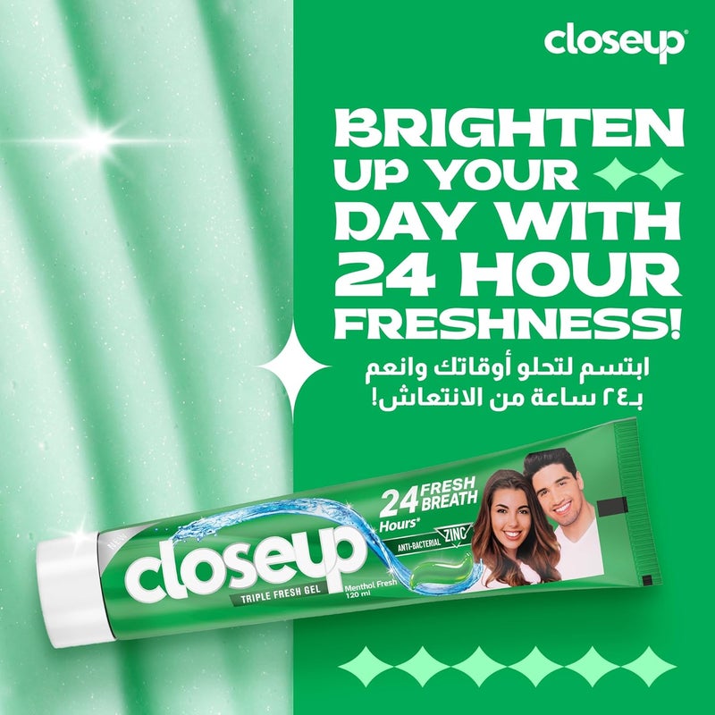 Closeup Triple Fresh Gel Toothpaste, Menthol Fresh - Image 3