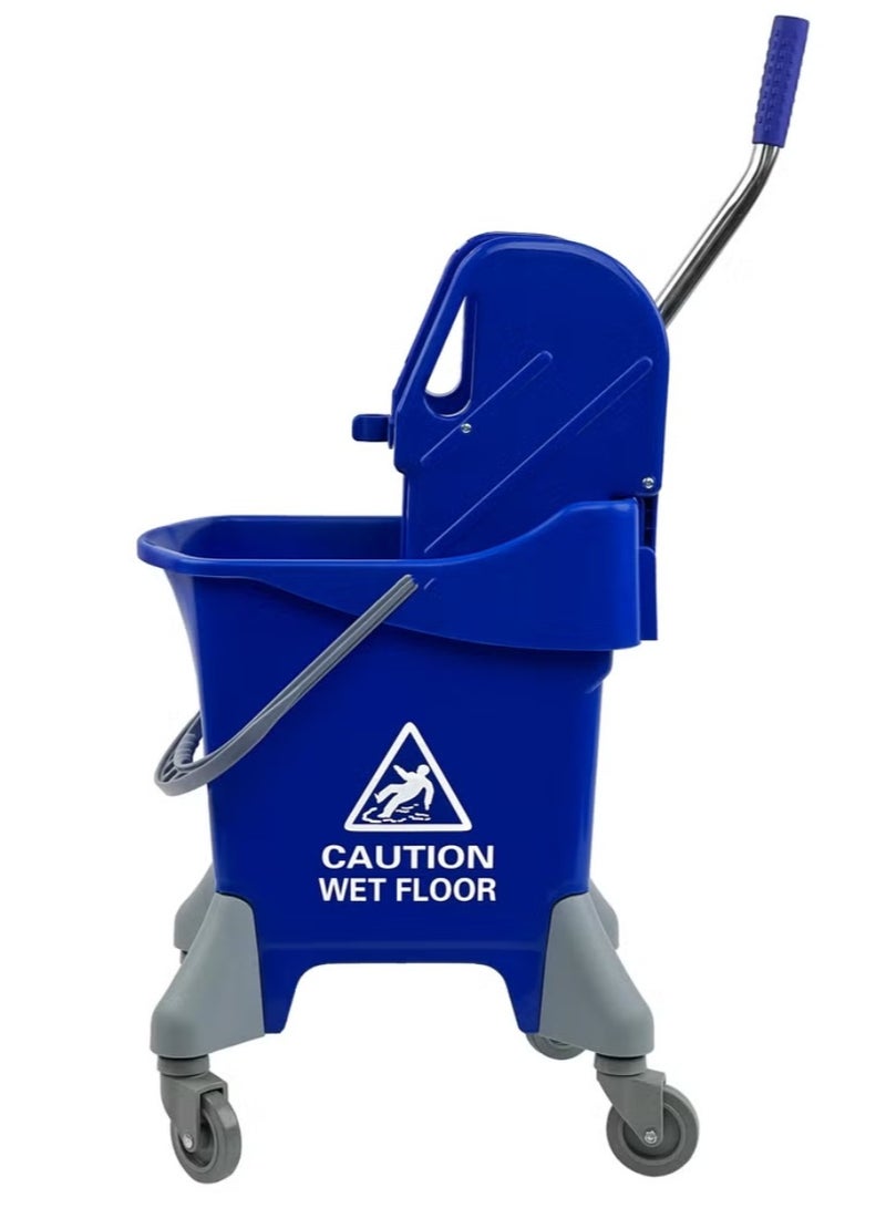 AKC 25 Liter Mop Bucket with Deluxe Wringer – Commercial Blue Side Press Mop Trolley with Rolling Wheels | Heavy-Duty Cleaning Bucket for Hotels, Hospitals, Kitchens & More | Janitorial Must-Have  - Image 2