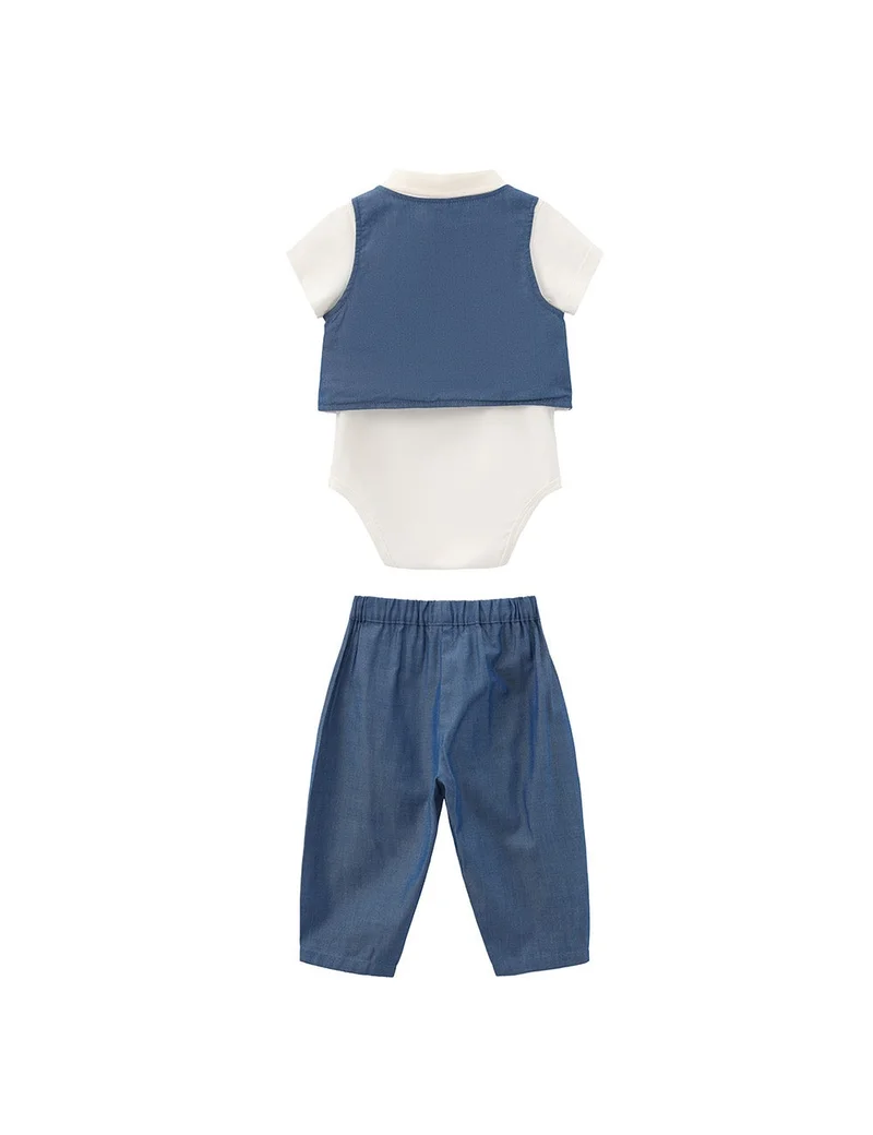 Balabala Blue/White Baby Boys Woven short sleeve suit for Men | Best Price UAE
