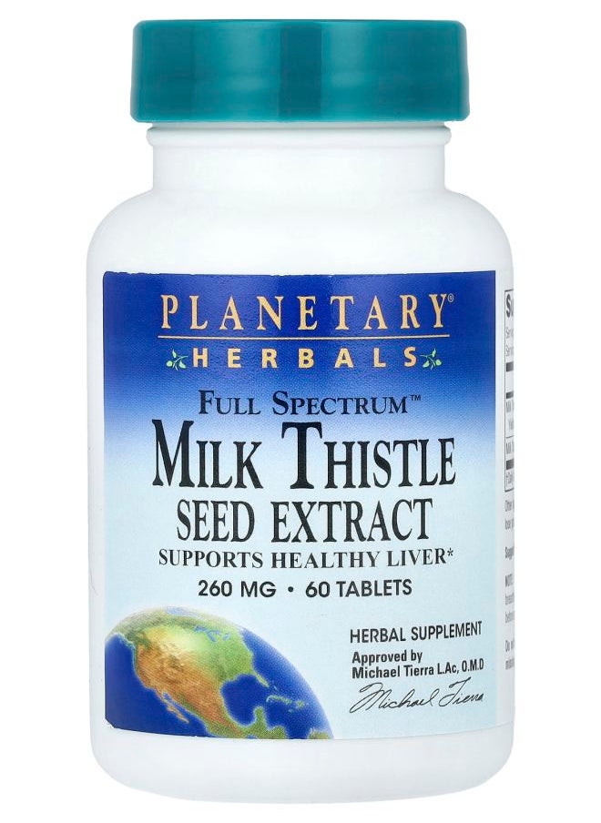 PLANETARY HERBALS Full Spectrum™ Milk Thistle Seed Extract 1040 mg 60 Tablets (260 mg per Tablet) 