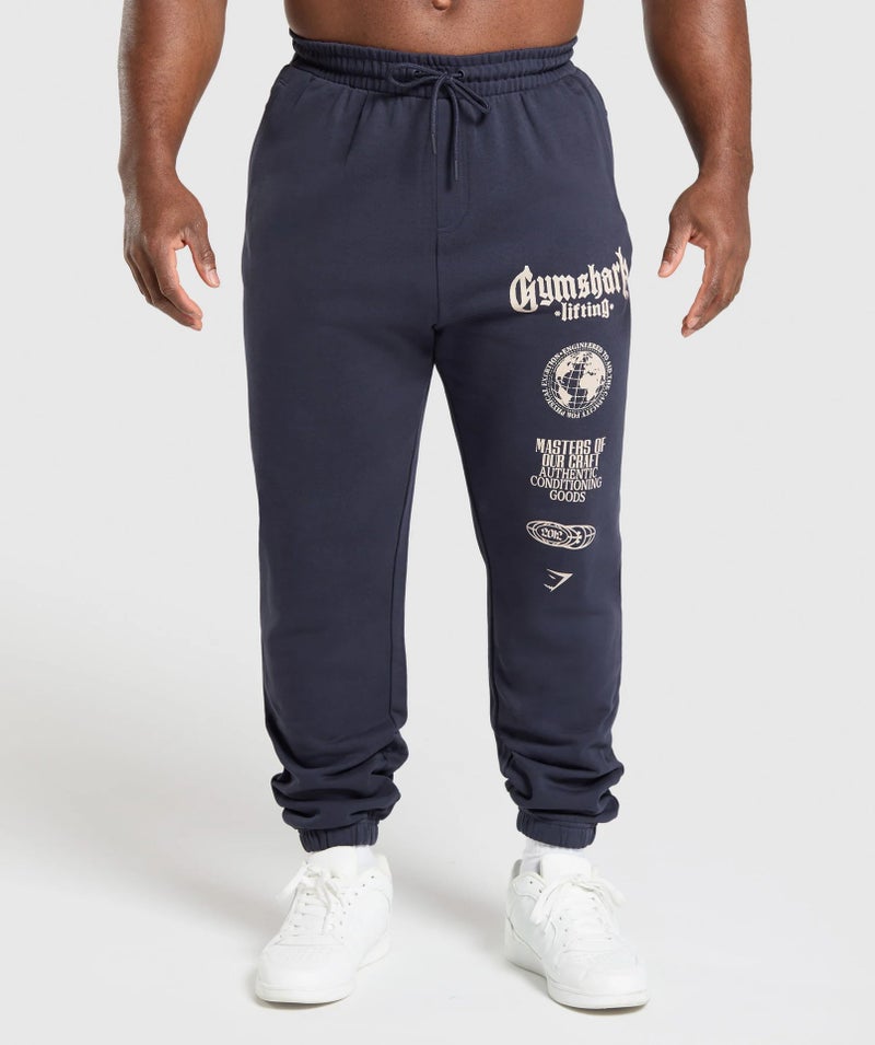 Gymshark Man Sports Pants Joggers - Loose Fit, Cotton, Printed Long Trousers