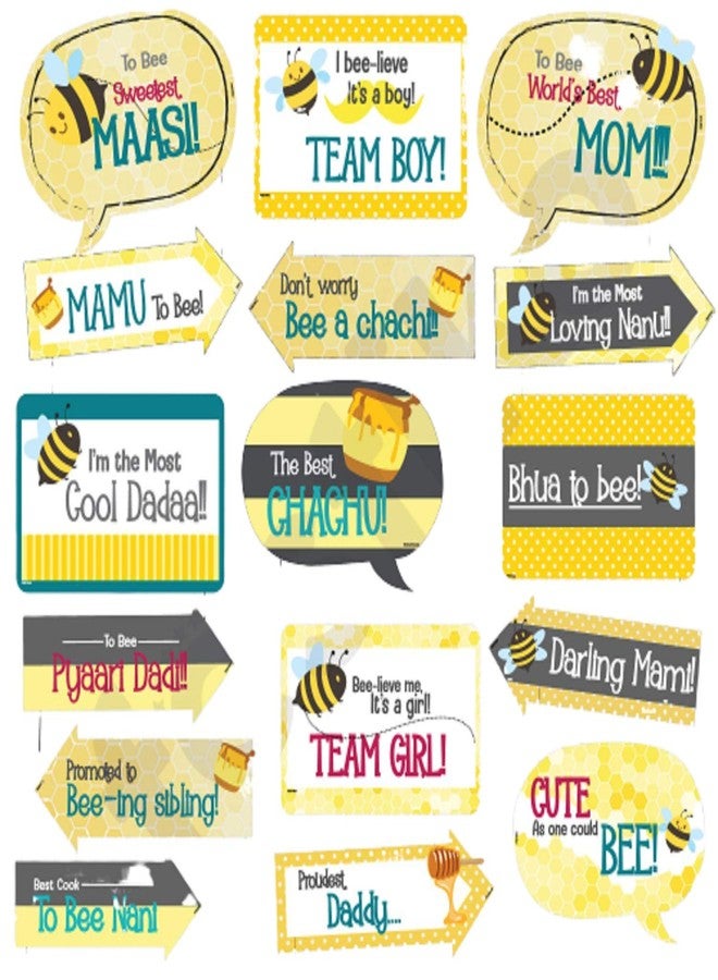 Festiko Bumble Bee Theme Party Decoration Combo (Babee Shower Photo Banner + 16pcs Photo Booth Props) for Photo Banner for Girls Decoration Item - Image 3