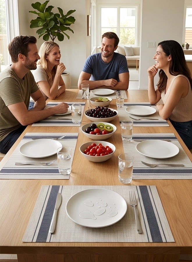 JieSuDa 6-Piece Blue Striped Dining Placemats Set 30x45cm Non-Stick Oil Resistant Heat Resistant Non-Slip Washable Table Mats Decorative Table Linen - Image 4